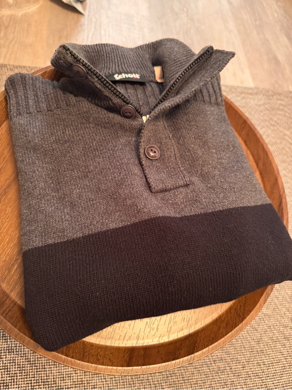 Schott N.Y.C. Two-Tone Milford 9 Knit Half-Zip Sweater S